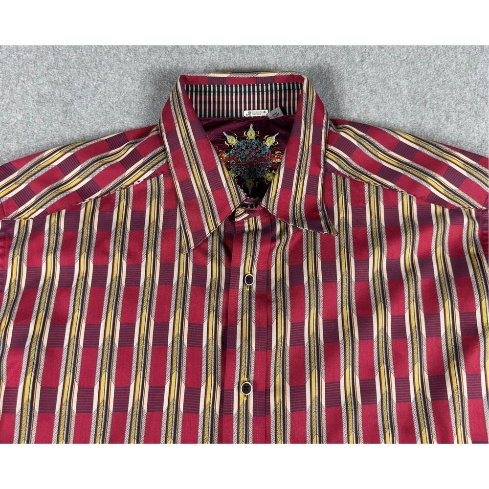 Robert Graham‎ Button Up Shirt Mens L Red Stripe Long Sleeve